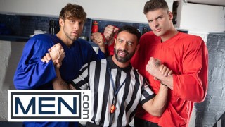 beefy football players spitroast coach