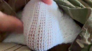 anonymous soldier shows white jockstrap